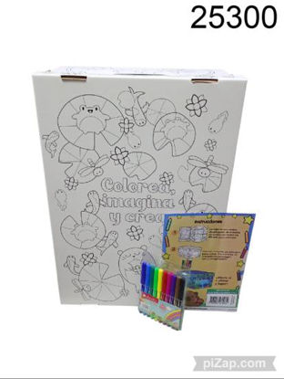 Imagen de CAJA GRANDE P/COLOREAR CON SET X10 FIBRAS 48X36X22CM 3.26